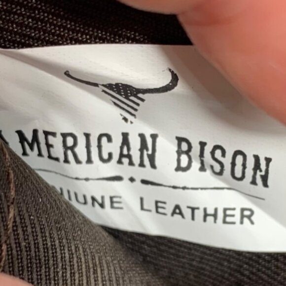 American Bison Men's Hand Tooled Brown Leather Bifold Wallet Floral Weave - Picture 9 of 10